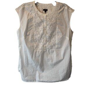 Talbots Womens White Cotton Lace Sleeveless Top 1X Coastal Minimalist Beach